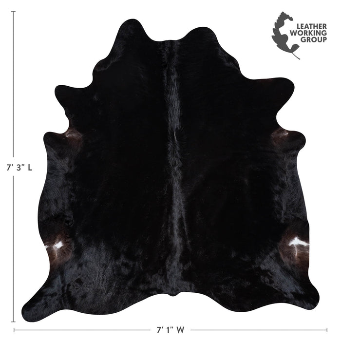 Brazilian Solid Black Cowhide Rug Size 7'3" L x 7'1" W 7726