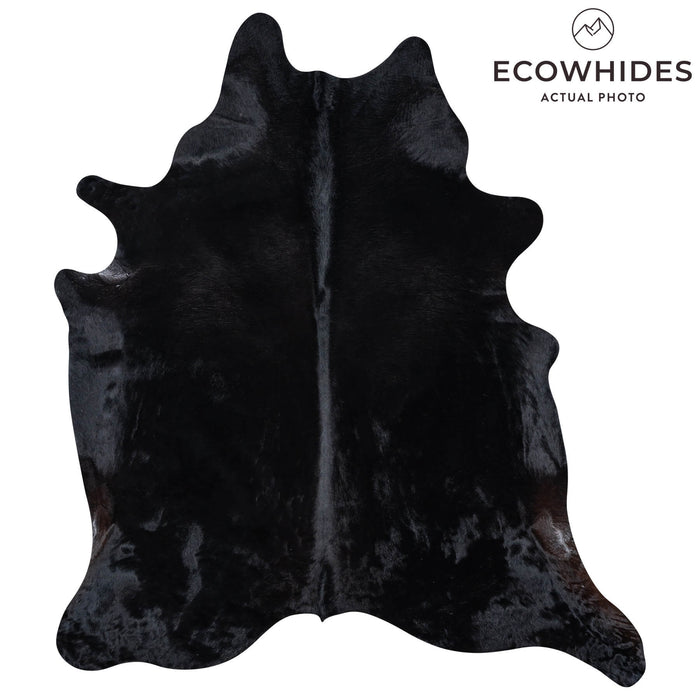 Brazilian Solid Black Cowhide Rug Size 7'7" L x 6'10" W 7733