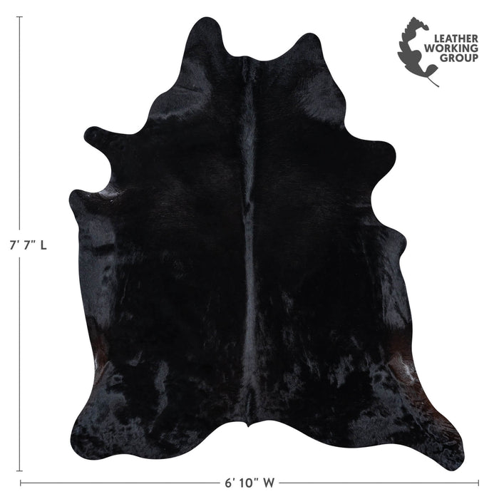 Brazilian Solid Black Cowhide Rug Size 7'7" L x 6'10" W 7733