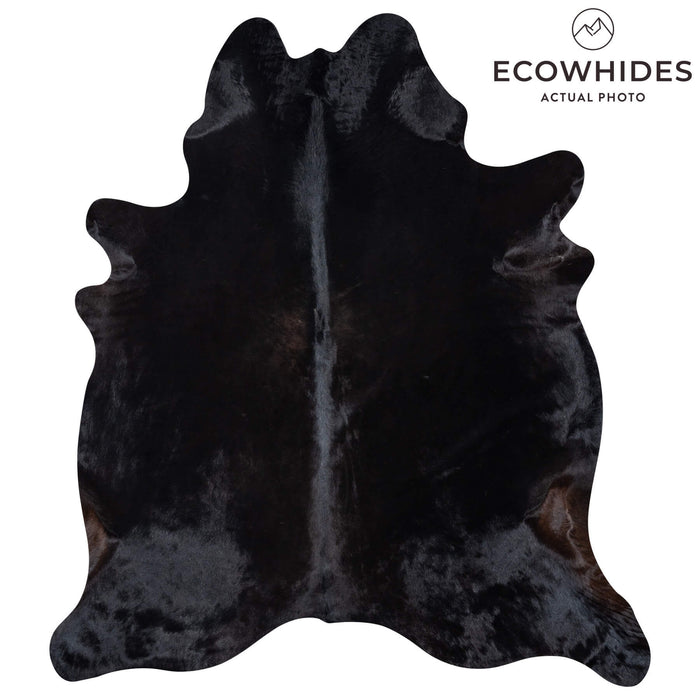 Brazilian Solid Black Cowhide Rug Size 7'6" L x 6'7" W 7734