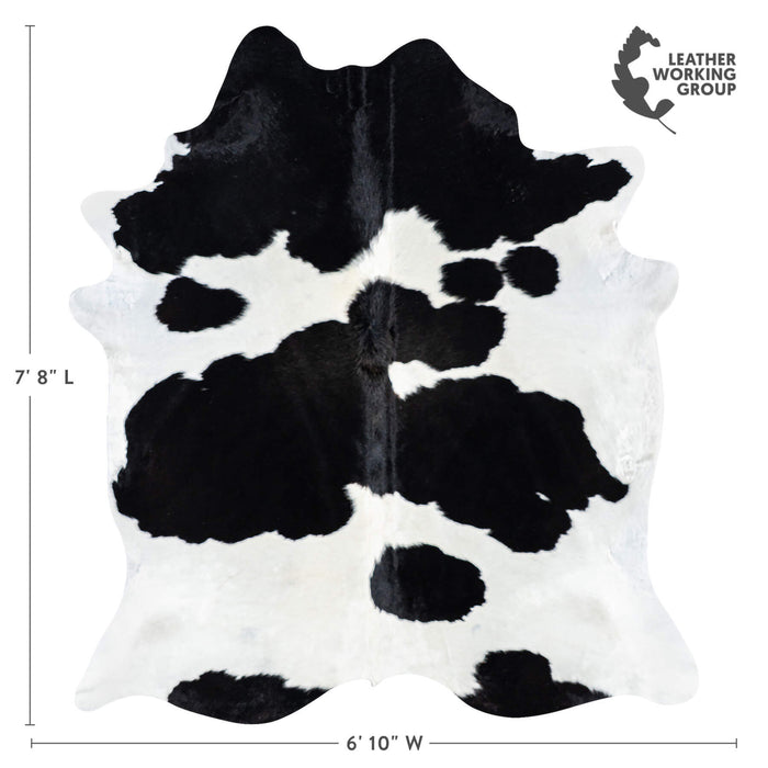 Brazilian Black and White Cowhide Rug Size 7'8" L x 6'10" W 7735