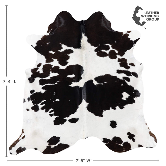 Brazilian Black and White Cowhide Rug Size 7'4" L x 7'5" W 7741