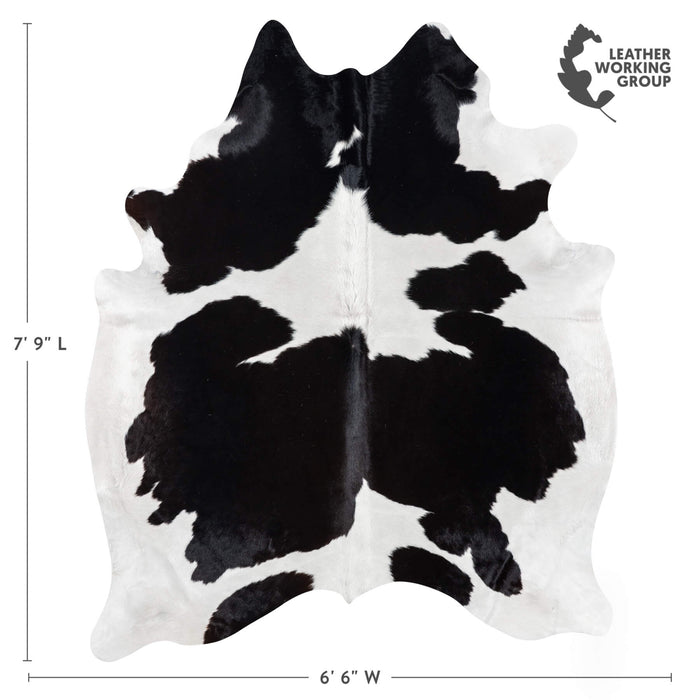 Brazilian Black and White Cowhide Rug Size 7'9" L x 6'6" W 7742