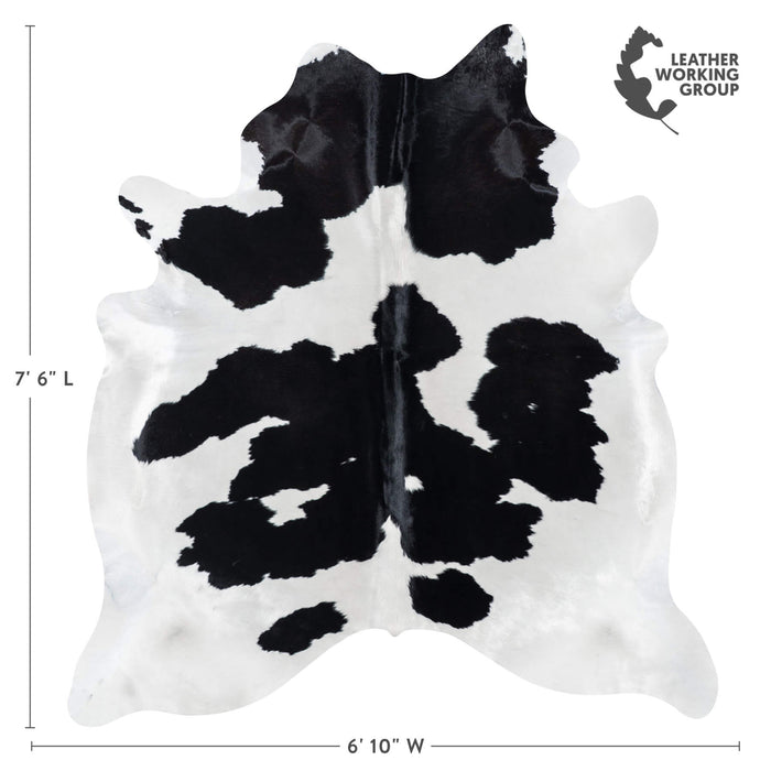 Brazilian Black and White Cowhide Rug Size 7'6" L x 6'10" W 7744