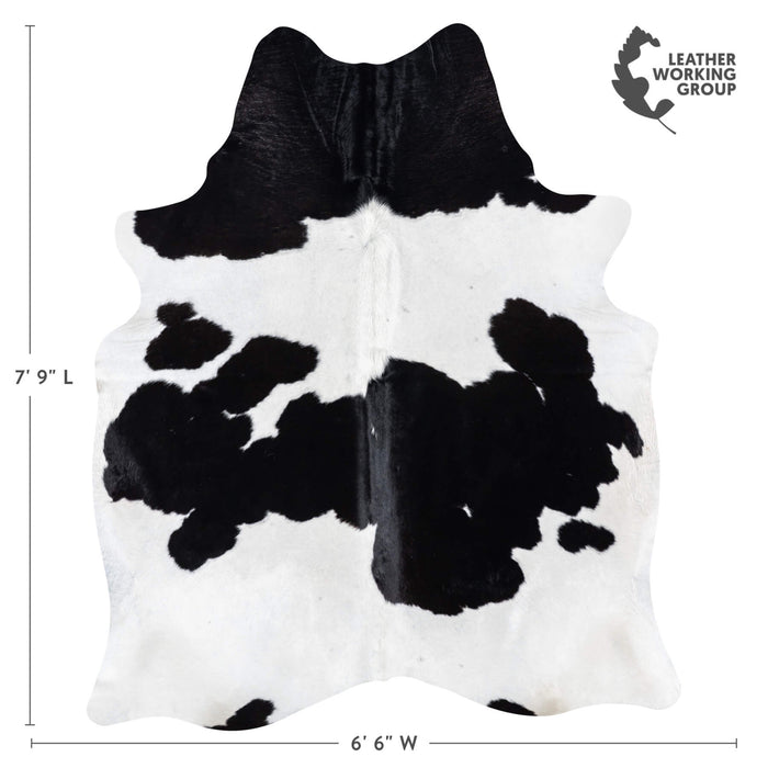 Brazilian Black and White Cowhide Rug Size 7'9" L x 6'6" W 7745