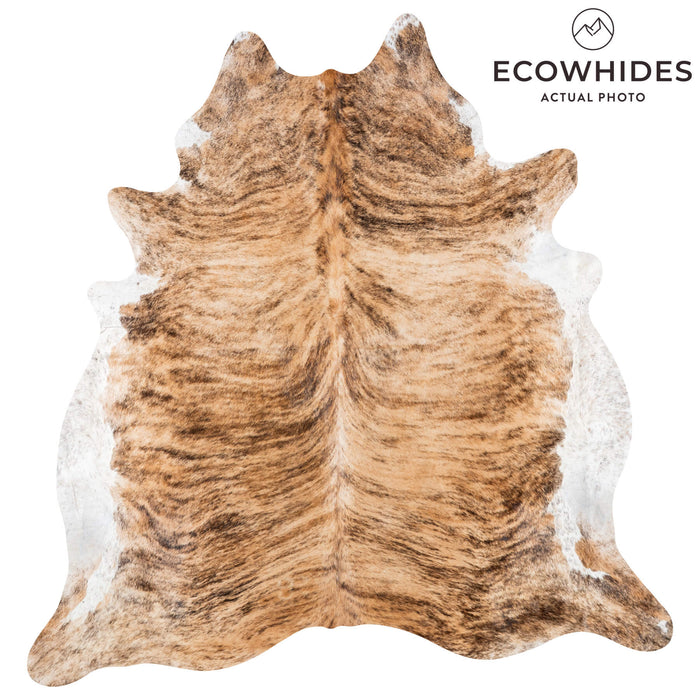 Brazilian Brindle White Belly Cowhide Rug Size 8'4" L x 7'10" W 7781