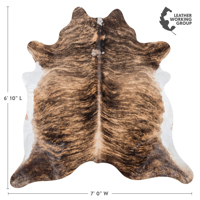 Brazilian Brindle White Belly Cowhide Rug Size 6'10" L x 7'0" W 7786