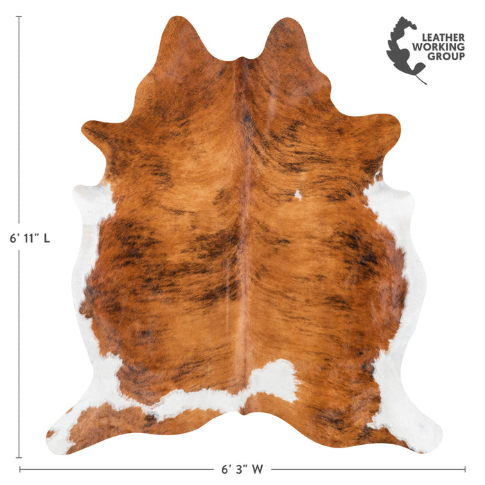 Brazilian Brindle White Belly Cowhide Rug Size 6'11" L x 6'3" W 7788