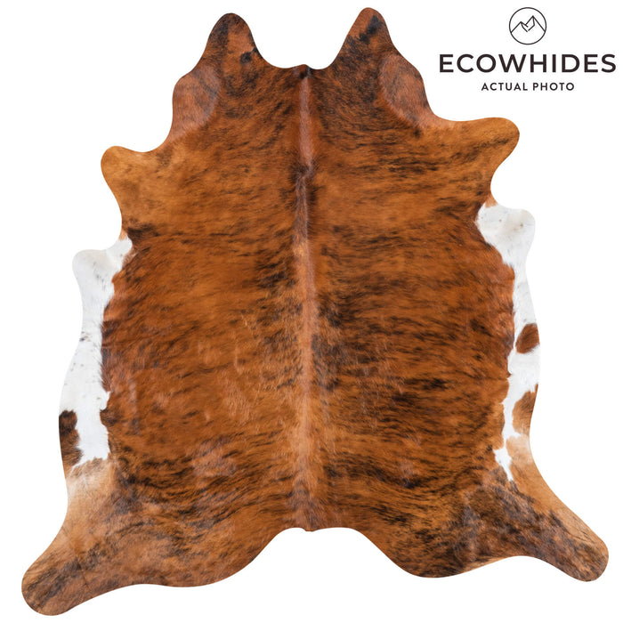 Brazilian Brindle White Belly Cowhide Rug Size 6'11" L x 6'10" W 7792