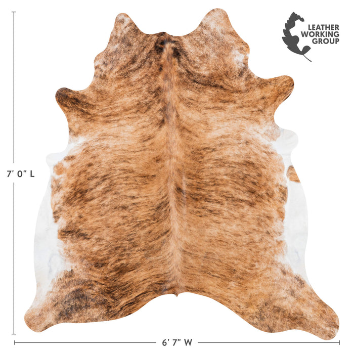 Brazilian Brindle White Belly Cowhide Rug Size 7'0" L x 6'7" W 7793