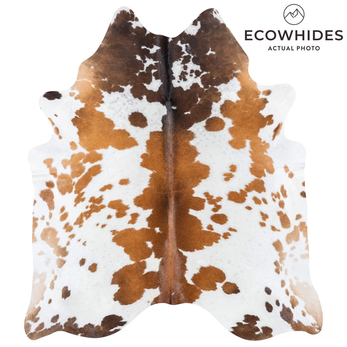 Brazilian Chocolate and White Cowhide Rug Size 7'2" L x 6'6" W 7843