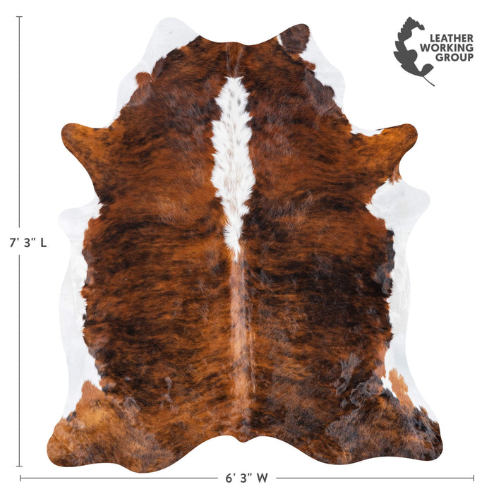 Brazilian Brindle White Belly and Backbone Cowhide Rug Size 7'3" L x 6'3" W 7847