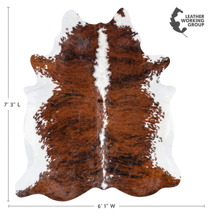 Brazilian Brindle White Belly and Backbone Cowhide Rug Size 7'3" L x 6'1" W 7848