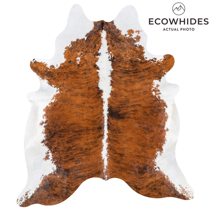 Brazilian Brindle White Belly and Backbone Cowhide Rug Size 7'4" L x 6'5" W 7849