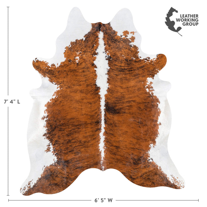 Brazilian Brindle White Belly and Backbone Cowhide Rug Size 7'4" L x 6'5" W 7849
