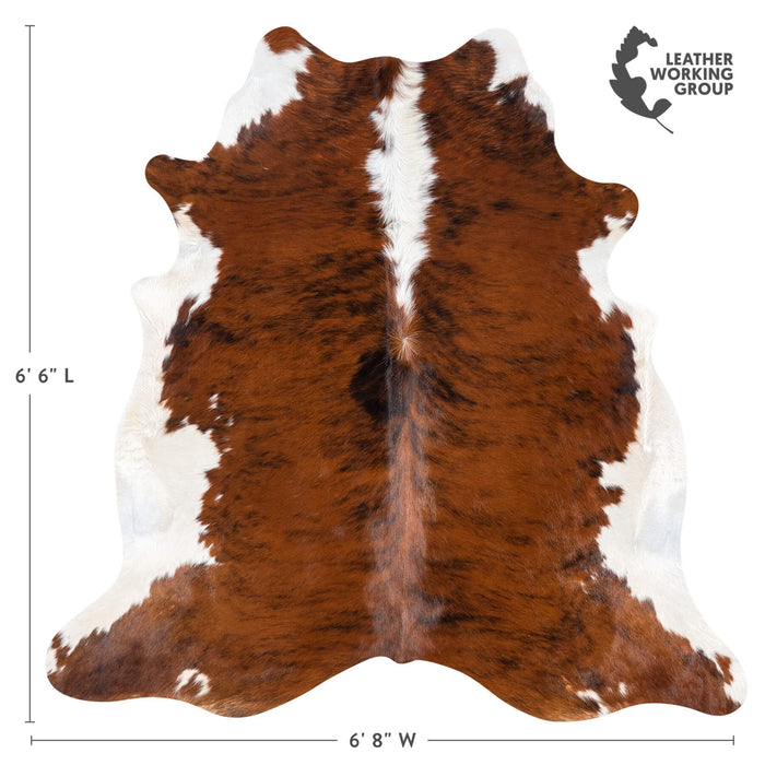 Brazilian Brindle White Belly and Backbone Cowhide Rug Size 6'6" L x 6'8" W 7853