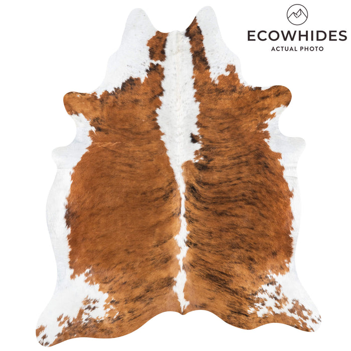 Brazilian Brindle White Belly and Backbone Cowhide Rug Size 7'3" L x 6'1" W 7854