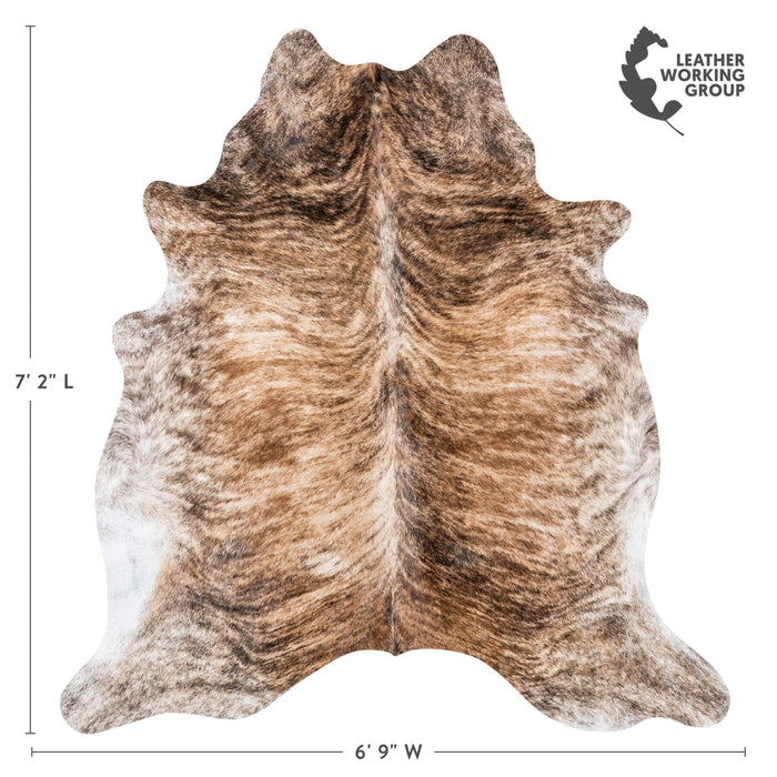 Brazilian Brindle Cowhide Rug Size 7'2" L x 6'9" W 7957