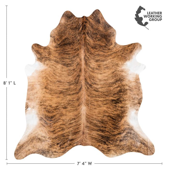 Brazilian Brindle Cowhide Rug Size 8'1" L x 7'4" W 7963