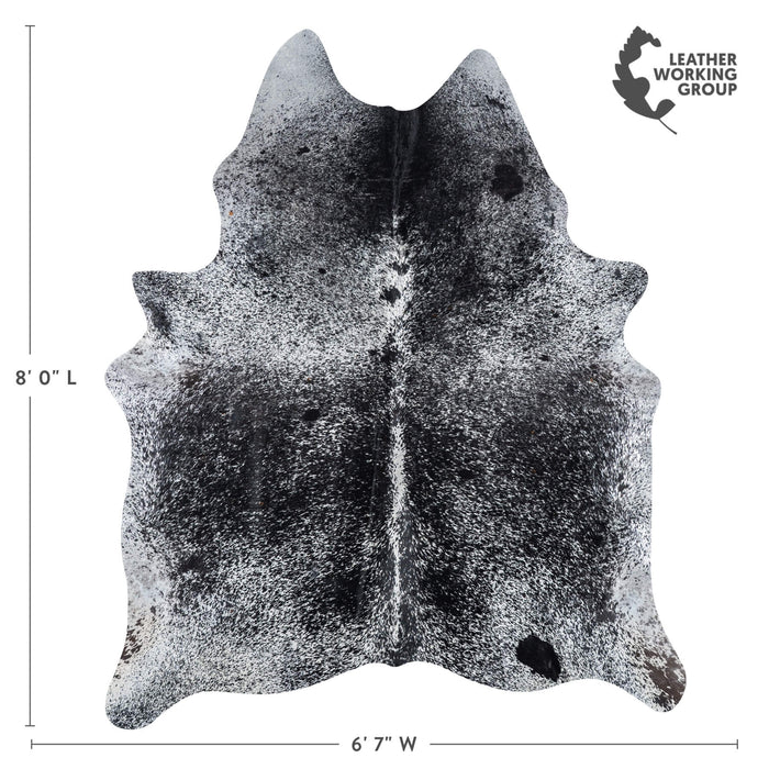Brazilian Black Salt and Pepper Cowhide Rug Size 8'0" L x 6'7" W 8013