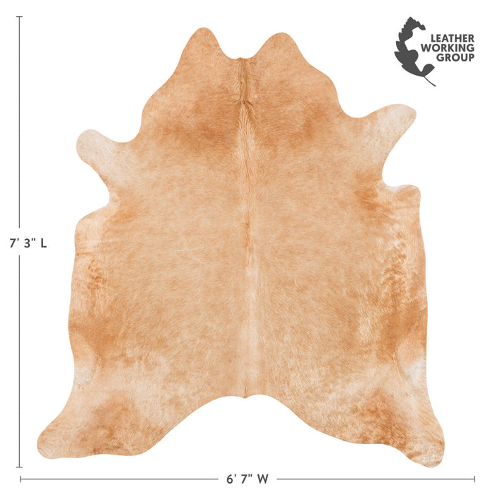 Brazilian Beige Cowhide Rug Size 7'3" L x 6'7" W 8032