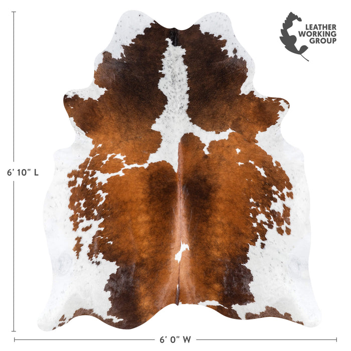 Brazilian Chocolate and White Cowhide Rug Size 6'10" L x 6'0" W 8081