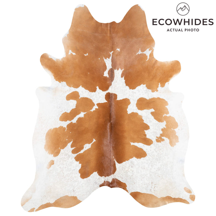 Brazilian Brown and White Cowhide Rug Size 7'10" L x 6'7" W 8306