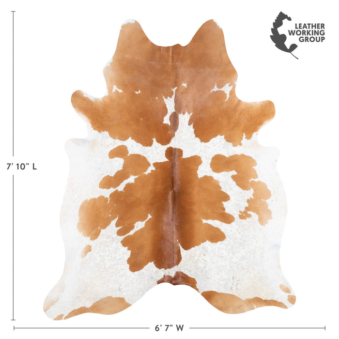 Brazilian Brown and White Cowhide Rug Size 7'10" L x 6'7" W 8306