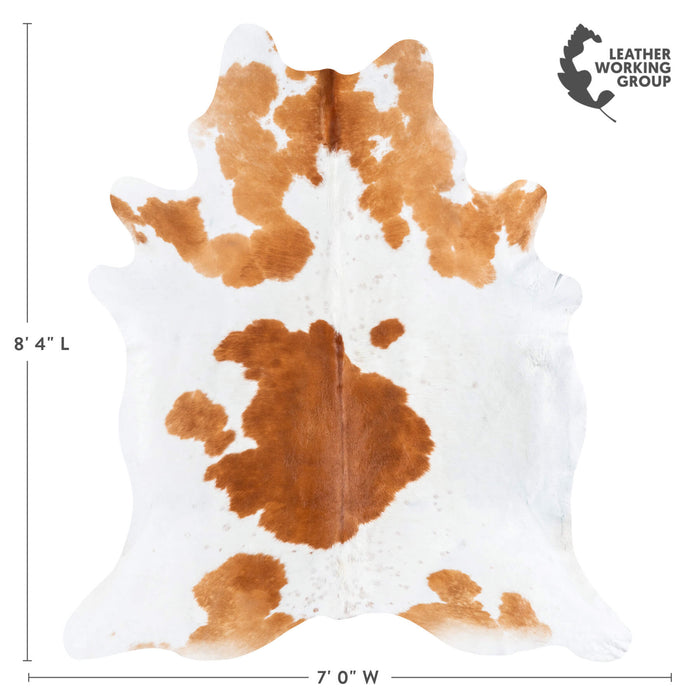 Brazilian Brown and White Cowhide Rug Size 8'4" L x 7'0" W 8310