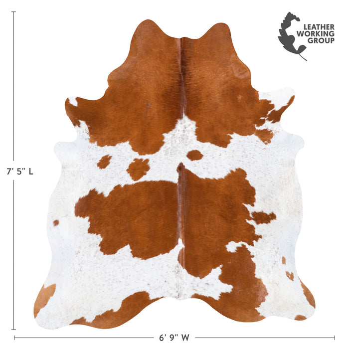 Brazilian Brown and White Cowhide Rug Size 7'5" L x 6'9" W 8314