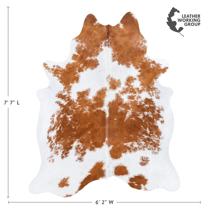 Brazilian Brown and White Cowhide Rug Size 7'7" L x 6'2" W 8318