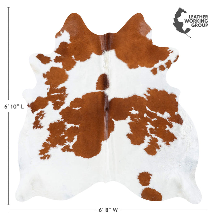 Brazilian Brown and White Cowhide Rug Size 6'10" L x 6'8" W 8354
