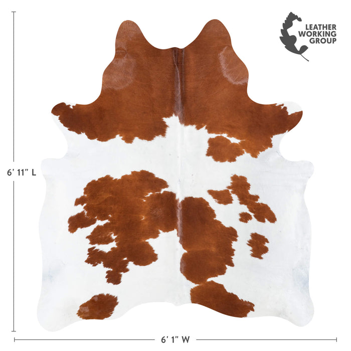Brazilian Brown and White Cowhide Rug Size 6'11" L x 6'1" W 8355