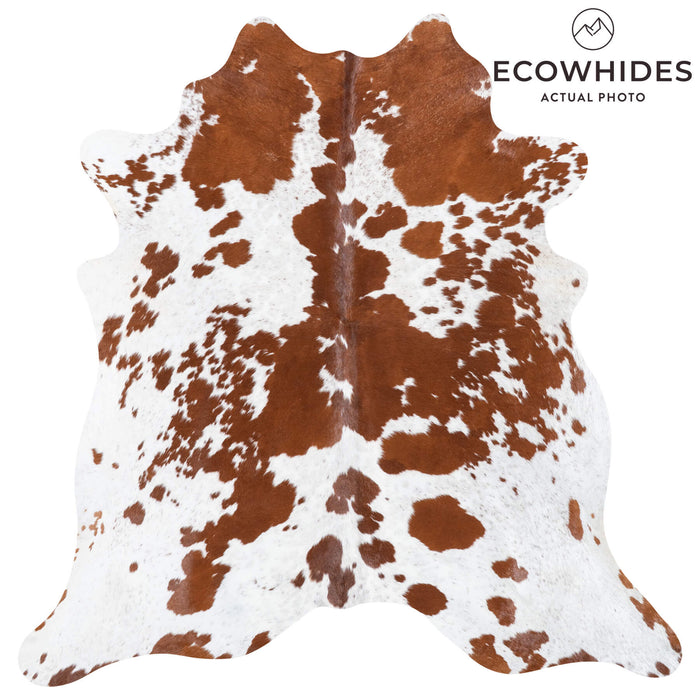 Brazilian Brown and White Cowhide Rug Size 7'4" L x 7'0" W 8356