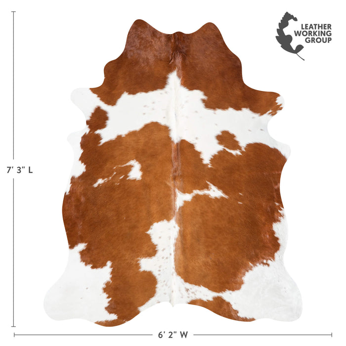 Brazilian Brown and White Cowhide Rug Size 7'3" L x 6'2" W 8359