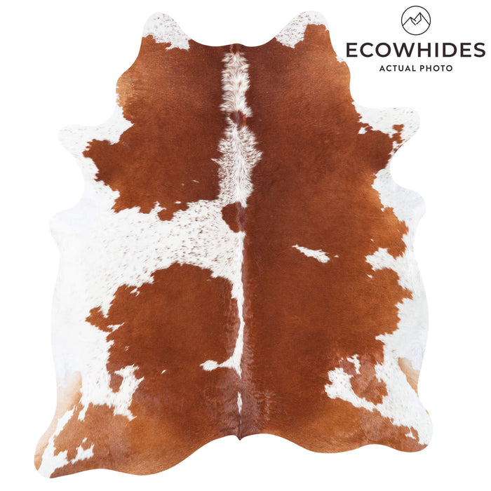 Brazilian Brown and White Cowhide Rug Size 6'8" L x 5'10" W 8363