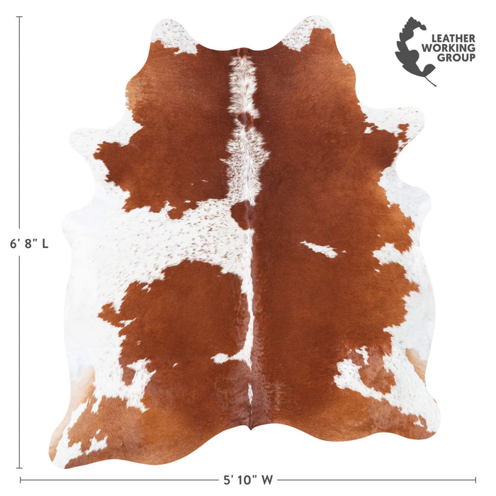 Brazilian Brown and White Cowhide Rug Size 6'8" L x 5'10" W 8363