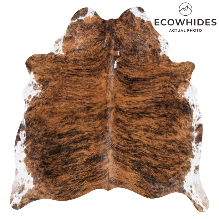 Brazilian Brindle White Belly Cowhide Rug Size 6'6" L x 6'3" W 8403