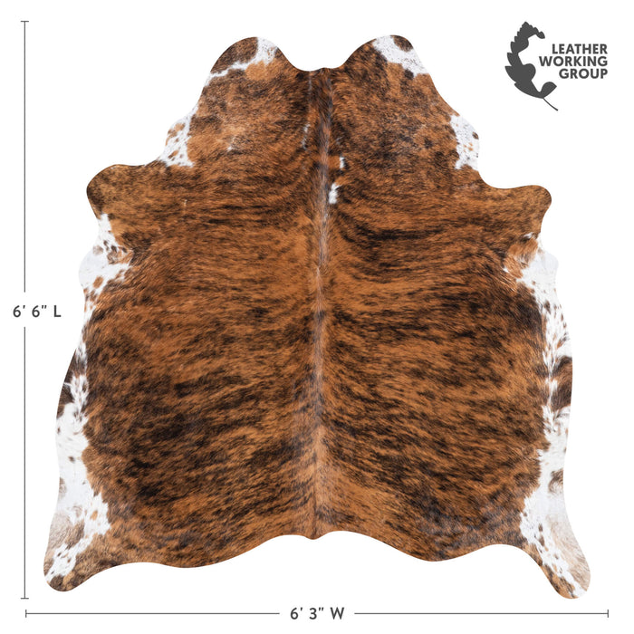 Brazilian Brindle White Belly Cowhide Rug Size 6'6" L x 6'3" W 8403