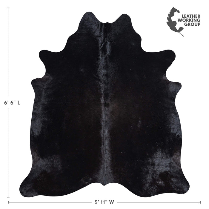 Brazilian Solid Black Cowhide Rug Size 6'6" L x 5'11" W 8405