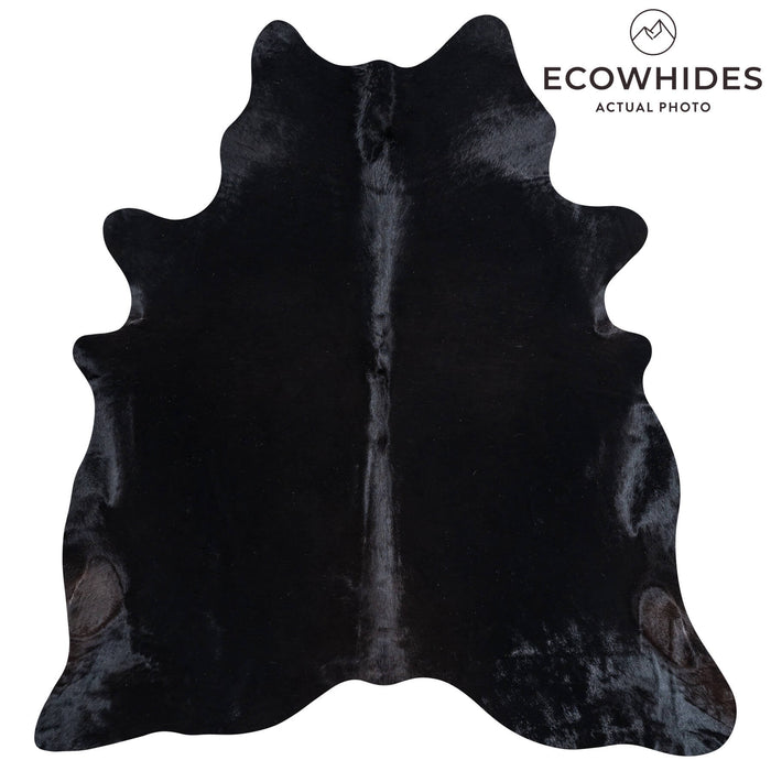 Brazilian Solid Black Cowhide Rug Size 7'2" L x 6'9" W 8407