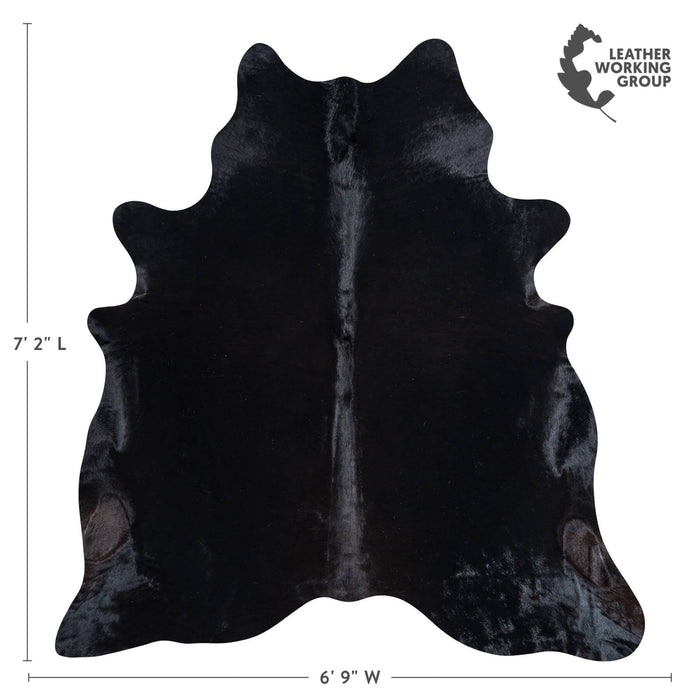 Brazilian Solid Black Cowhide Rug Size 7'2" L x 6'9" W 8407
