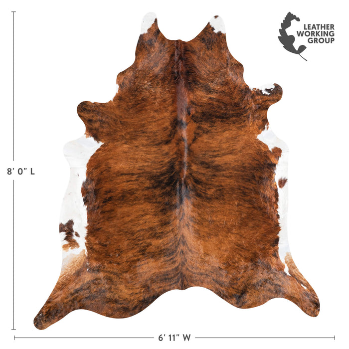 Brazilian Brindle White Belly Cowhide Rug Size 8'0" L x 6'11" W 8418
