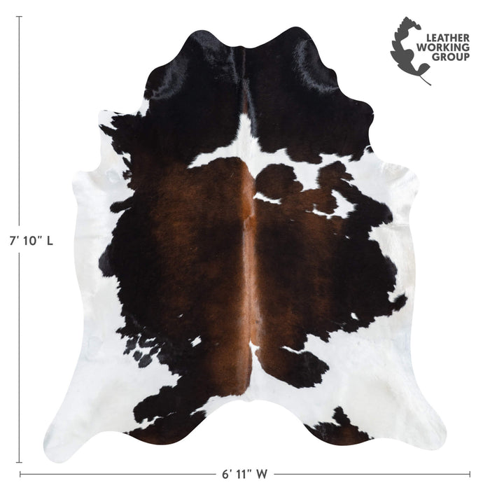 Brazilian Chocolate and White Cowhide Rug Size 7'10" L x 6'11" W 8421