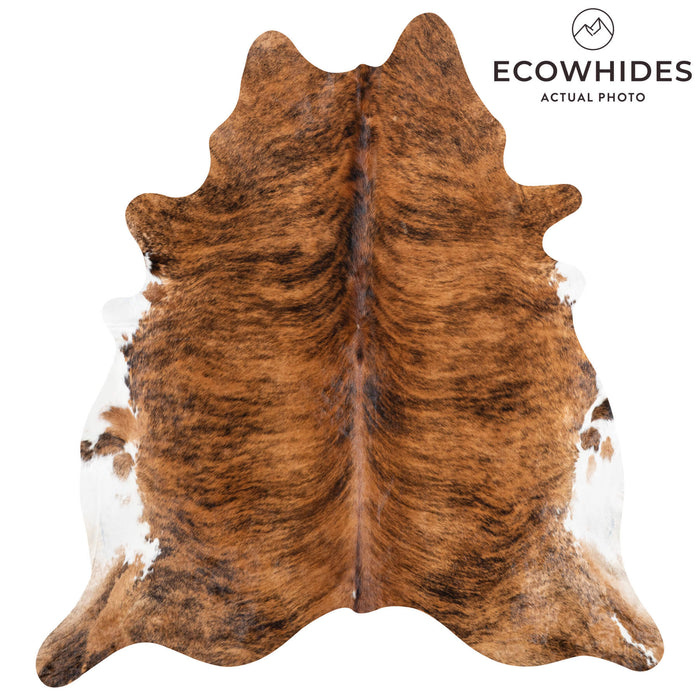 Brazilian Brindle White Belly Cowhide Rug Size 8'2" L x 7'5" W 8422