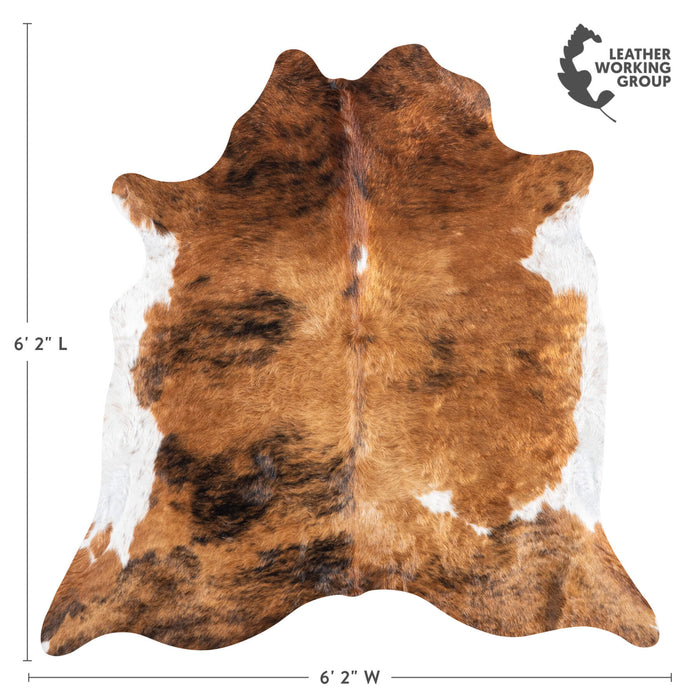 Brazilian Brindle White Belly Cowhide Rug Size 6'2" L x 6'2" W 8426