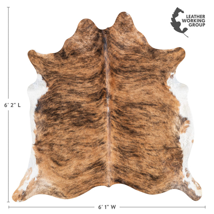 Brazilian Brindle White Belly Cowhide Rug Size 6'2" L x 6'1" W 8430