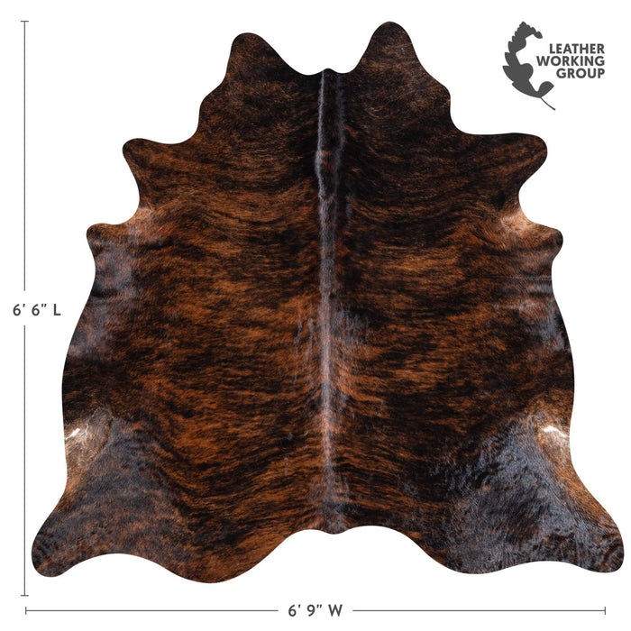 Brazilian Brindle Cowhide Rug Size 6'6" L x 6'9" W 8492