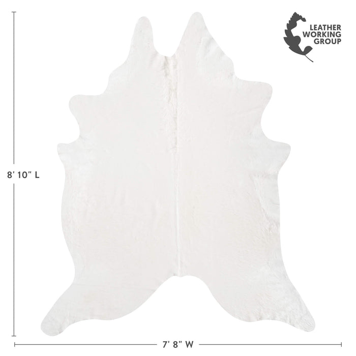 Brazilian White Cowhide Rug Size 8'10" L x 7'8" W 8505