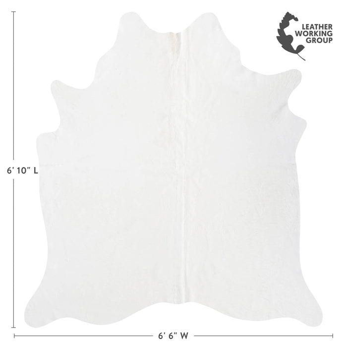 Brazilian White Cowhide Rug Size 6'10" L x 6'6" W 8509
